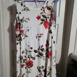 J for Justify Floral Midi Dress - White and Red